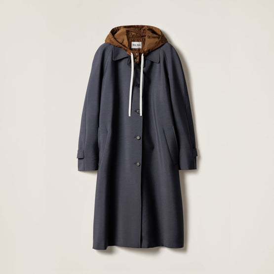 Single-breasted kid mohair and technical pongé coat