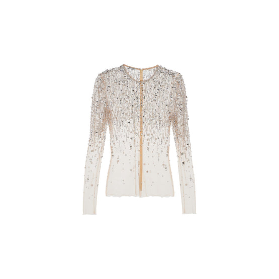Women Embroidered Tulle Top - Opale