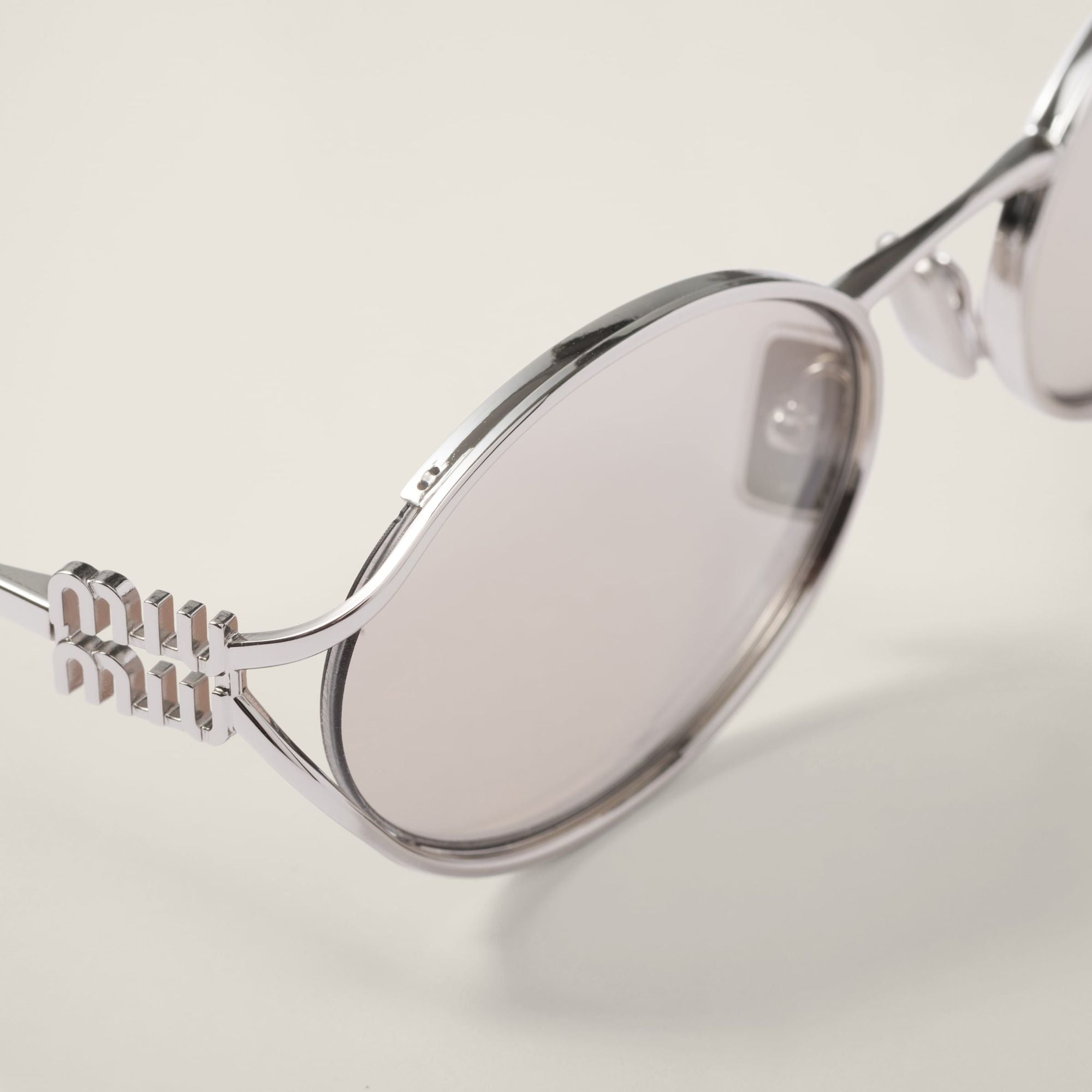 Women Miu Miu Logo Sunglasses - Lenses Oro Chiaro