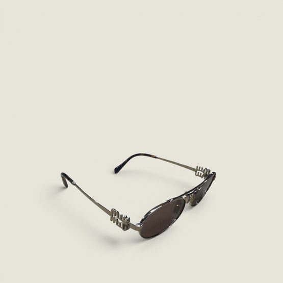 Women Miu Miu Logo Sunglasses - Lenses Tabacco